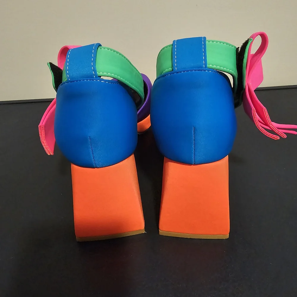 Colorful Women's Block Heel Shoes - Picture 3 of 6